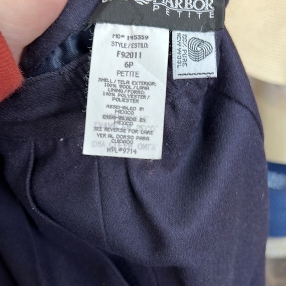 Vintage SAG Harbor petite wool navy suit jacket size 4 pants size 6 - Picture 4 of 7